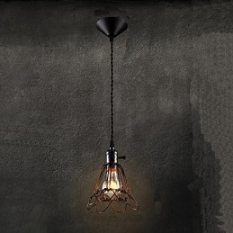 Lampada a vento industriale americana retrò piccolo lampadario gabbia di ferro