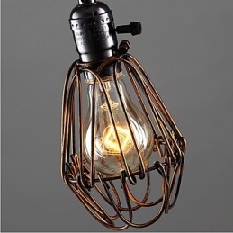 Lampada a vento industriale americana retrò piccolo lampadario gabbia di ferro