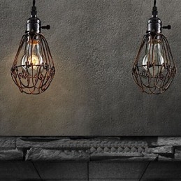 Lampada a vento industriale americana retrò piccolo lampadario gabbia di ferro