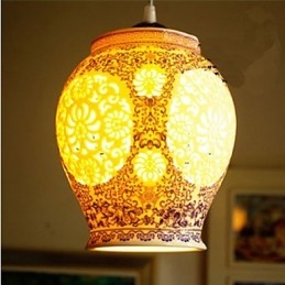 Lampada in ceramica retrò Lampadario a testa singola blu per scale Lampadario creativo