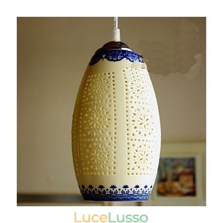 Lampada in ceramica retrò Lampadario a testa singola blu Scale Lampadario creativo Lampada in ceramica retrò Lampadario a testa singola blu Scale Lampadario creativo