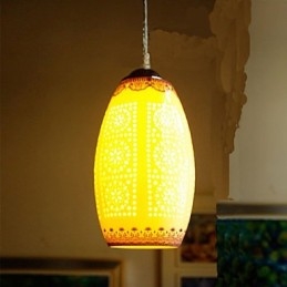 Lampada in ceramica retrò Lampadario a testa singola blu Scale Lampadario creativo