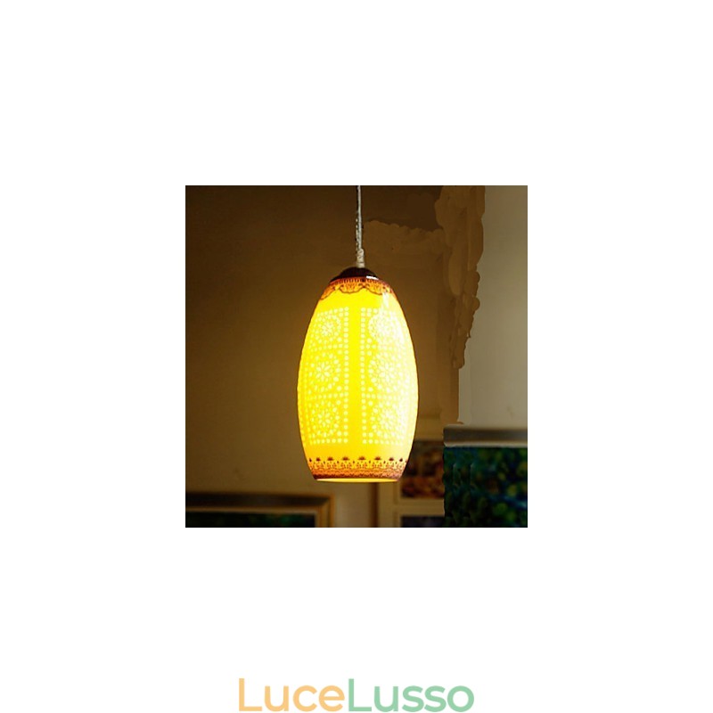 Lampada in ceramica retrò Lampadario a testa singola blu Scale Lampadario creativo