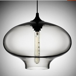 1 luce moderna in vetro bianco e blu trasparente a sospensione