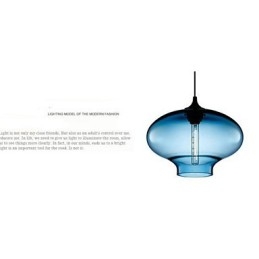 1 luce moderna in vetro bianco e blu trasparente a sospensione