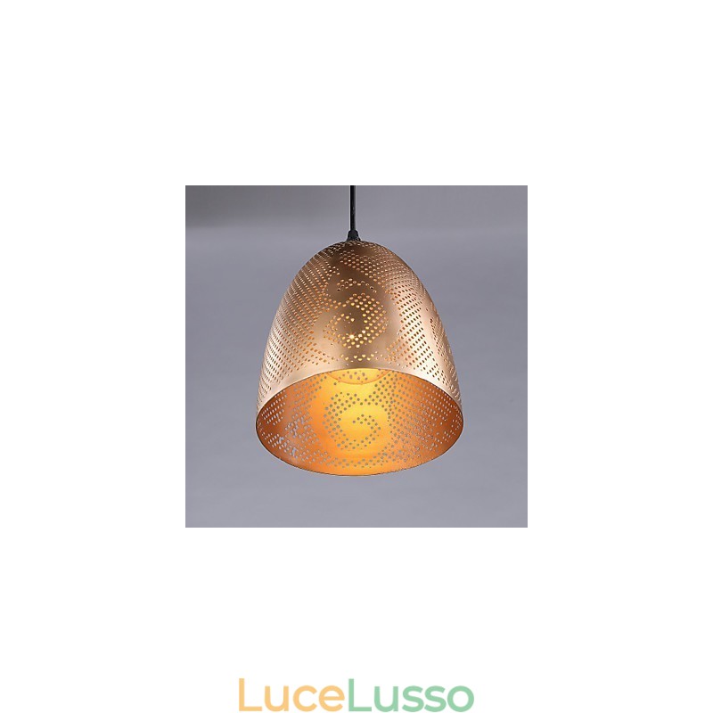 Lampadario moderno in ferro battuto dorato