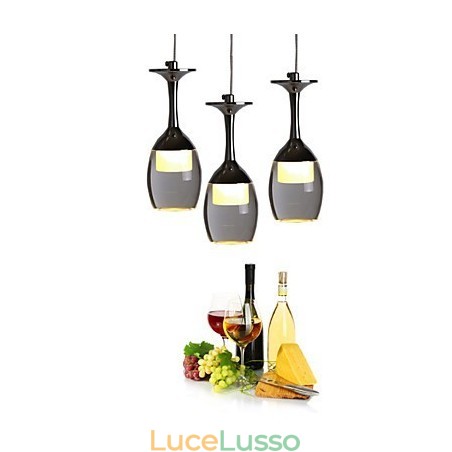 Lampada a sospensione 3 luci Piastra posteriore rotonda Moderna contemporanea Metallo