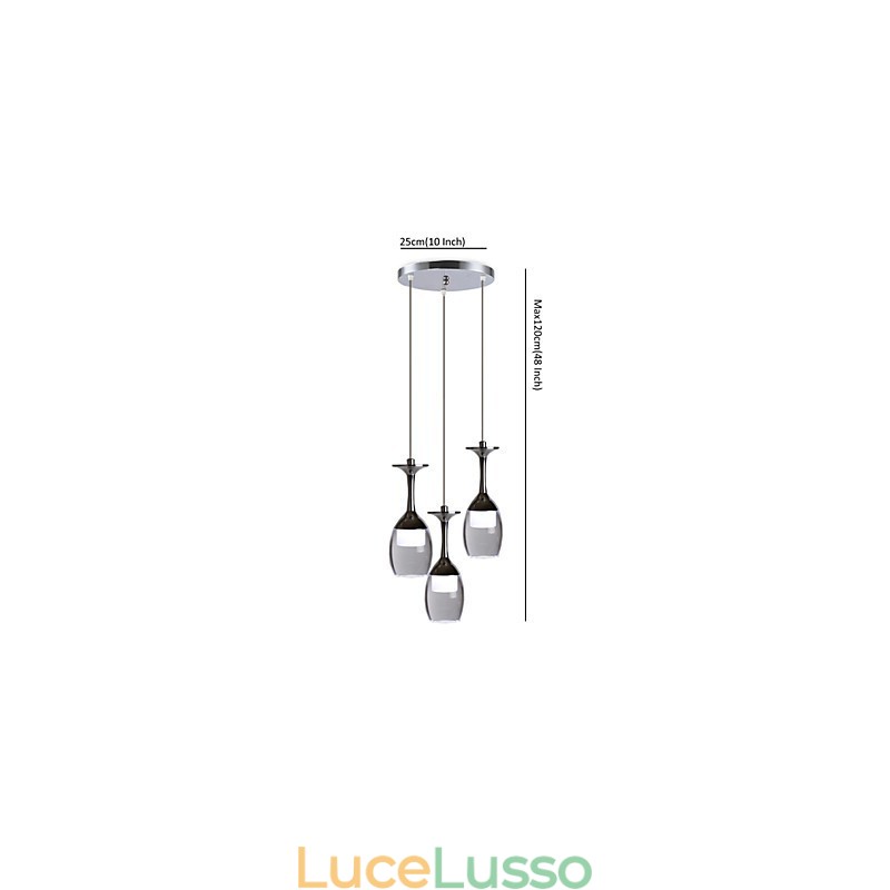 Lampada a sospensione 3 luci Piastra posteriore rotonda Moderna contemporanea Metallo