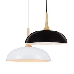 Mini lampada a sospensione artistica 1 luce moderna semplicità finitura bianco nero alluminio e legno droplight