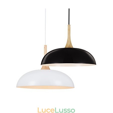 Mini lampada a sospensione artistica 1 luce moderna semplicità finitura bianco nero alluminio e legno droplight Mini lampada a sospensione artistica 1 luce moderna semplicità finitura bianco nero alluminio e legno droplight