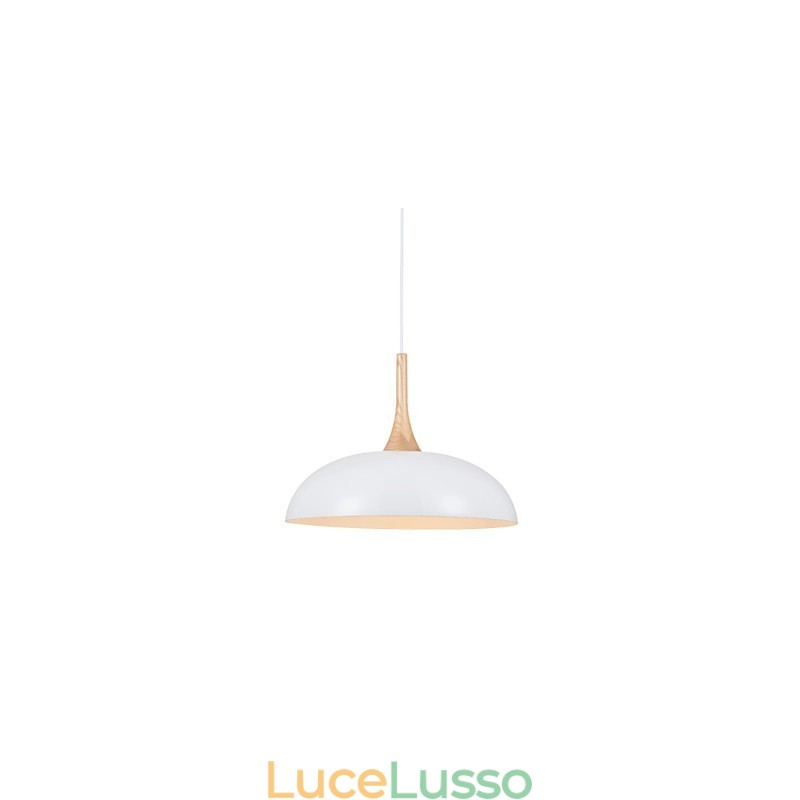 Mini lampada a sospensione artistica 1 luce moderna semplicità finitura bianco nero alluminio e legno droplight
