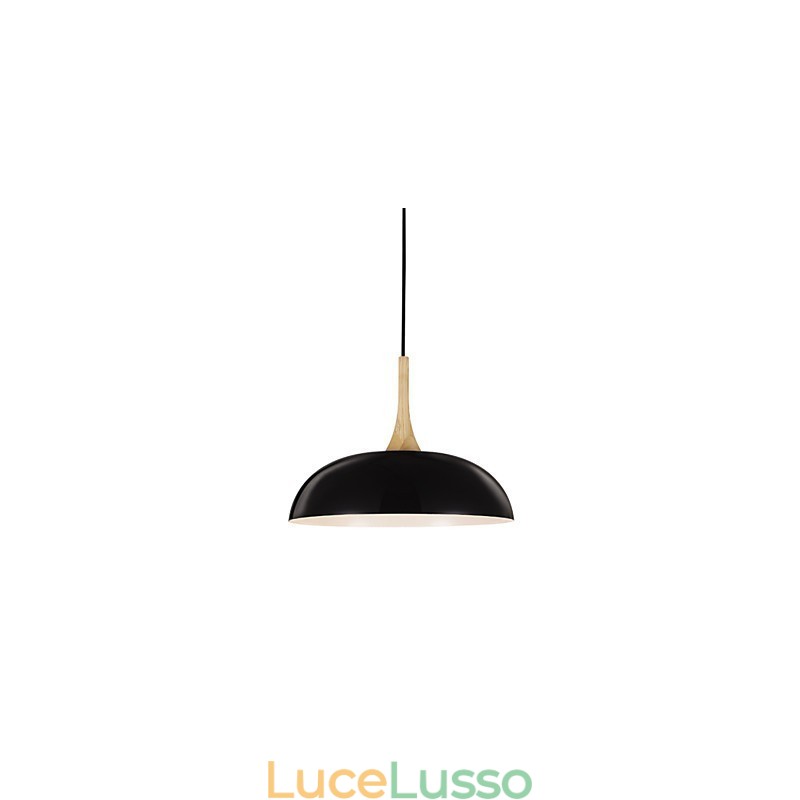 Mini lampada a sospensione artistica 1 luce moderna semplicità finitura bianco nero alluminio e legno droplight