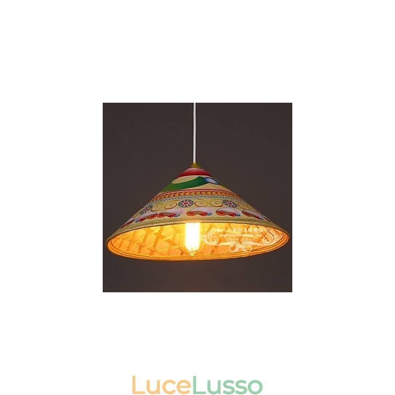 Lampadario moderno a forma di cappello da tè Lampadario Lampadario Cappelli di bambù