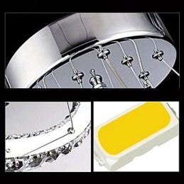 Lampadario moderno circolare in cristallo dimmerabile, lampadario, lampade da soffitto rotonde, bianco freddo, con telecomando