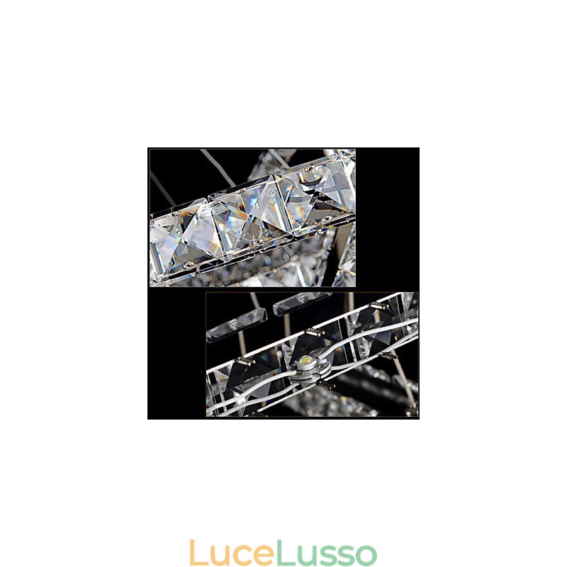 Lampadario moderno circolare in cristallo dimmerabile, lampadario, lampade da soffitto rotonde, bianco freddo, con telecomando