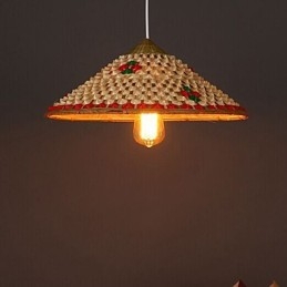 Lampadario a forma di cappello di bambù e caffè