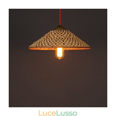 Lampadario vintage in paglia e bambù, lampadario Lampadario vintage in paglia e bambù, lampadario