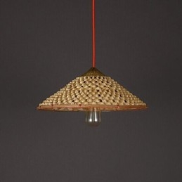 Lampadario vintage in paglia e bambù, lampadario