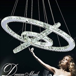 Lampadario moderno circolare in cristallo dimmerabile, lampadario, lampade da soffitto rotonde, bianco freddo, con telecomando
