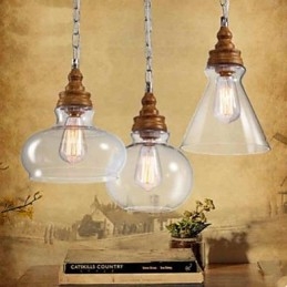 Lampade e lanterne per illuminazione da caffè con cristalli effetto legno