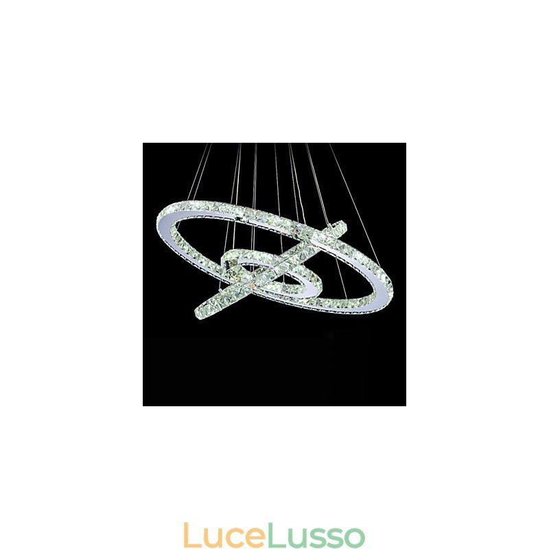 Lampadario moderno circolare in cristallo dimmerabile, lampadario, lampade da soffitto rotonde, bianco freddo, con telecomando