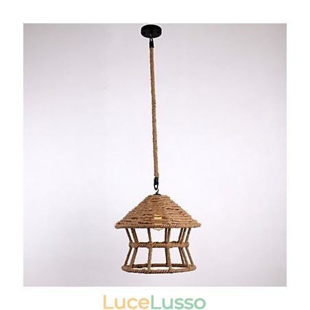 Lampada a sospensione Rope 1 Light, stile country contemporaneo Lampada a sospensione Rope 1 Light, stile country contemporaneo