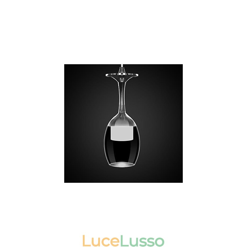 Lampada a sospensione moderna in metallo cromato contemporaneo