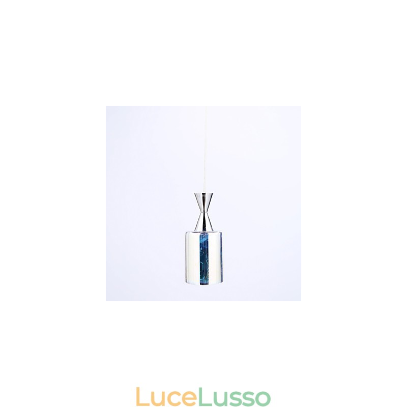 Lampada a sospensione cromata con incisione laser Dream L