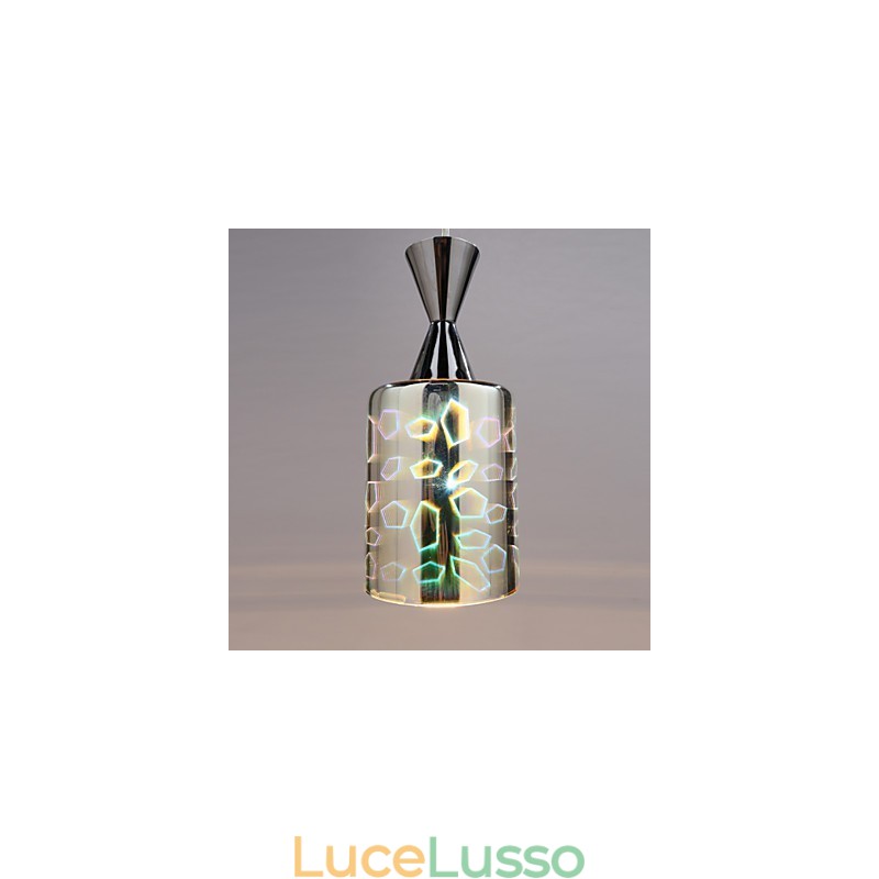 Lampada a sospensione cromata con incisione laser Dream L