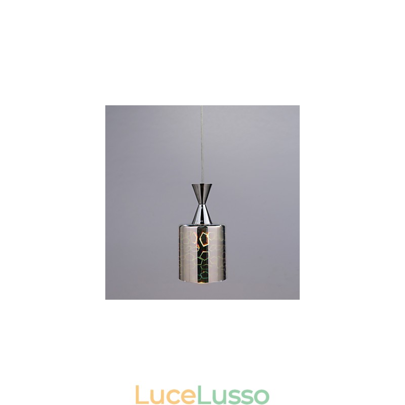 Lampada a sospensione cromata con incisione laser Dream L