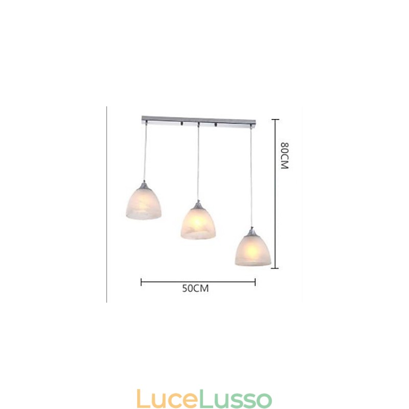Lampada a sospensione moderna a forma di baldacchino oblungo con tre luci