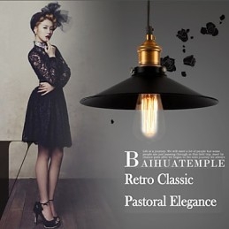 Lampada a sospensione classica retrò in stile europeo, in metallo, con luce a goccia, diametro lampadina
