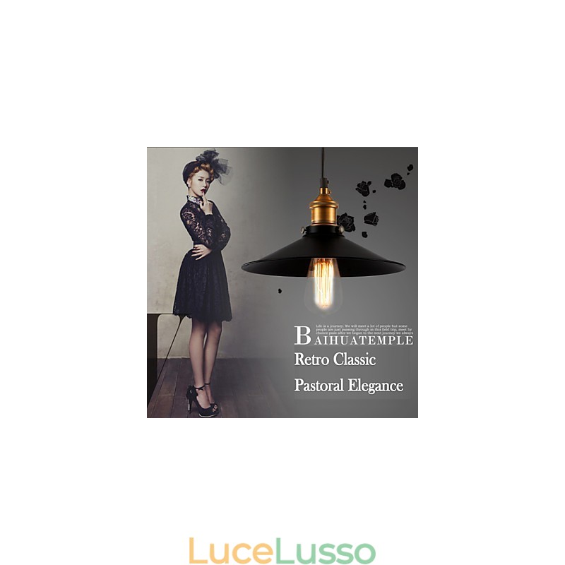 Lampada a sospensione classica retrò in stile europeo, in metallo, con luce a goccia, diametro lampadina