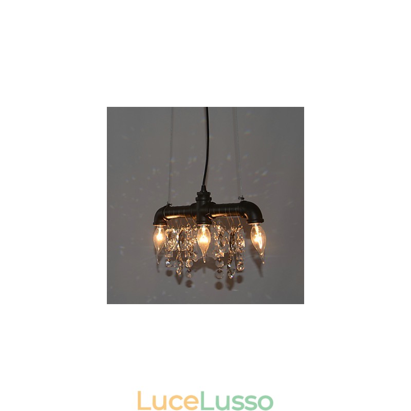 Lampada a sospensione creativa in stile nordamericano a 3 luci con design a tubo