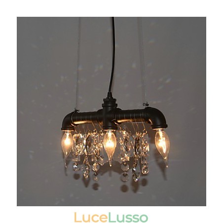 Lampada a sospensione creativa in stile nordamericano a 3 luci con design a tubo Lampada a sospensione creativa in stile nordamericano a 3 luci con design a tubo