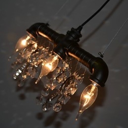 Lampada a sospensione creativa in stile nordamericano a 3 luci con design a tubo