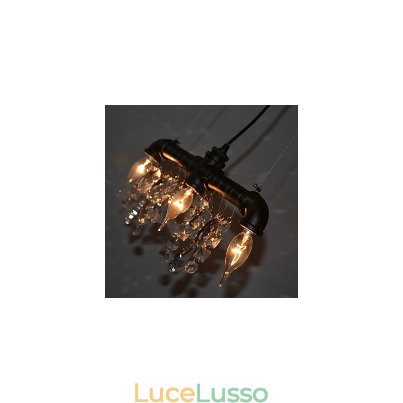 Lampada a sospensione creativa in stile nordamericano a 3 luci con design a tubo