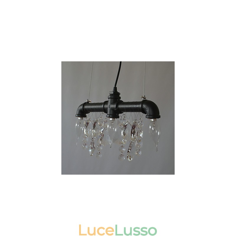 Lampada a sospensione creativa in stile nordamericano a 3 luci con design a tubo