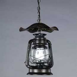 Lampada a sospensione vintage in ottone con lanterna con 1 luce