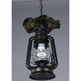 Lampada a sospensione vintage in ottone con lanterna con 1 luce