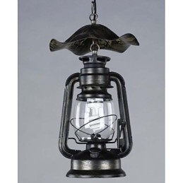 Lampada a sospensione vintage in ottone con lanterna con 1 luce