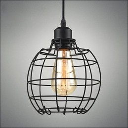 Lampadario a sospensione Edison con paralume in gabbia metallica