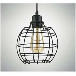 Lampadario a sospensione Edison con paralume in gabbia metallica