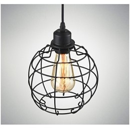 Lampadario a sospensione Edison con paralume in gabbia metallica
