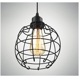 Lampadario a sospensione Edison con paralume in gabbia metallica