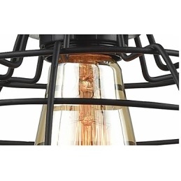 Lampadario a sospensione Edison con paralume in gabbia metallica
