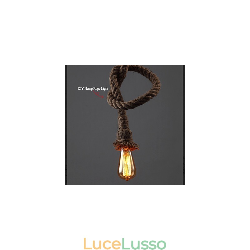 1 luce fai da te arte corda di canapa luce lampadario creativo corda di canapa lungo 100 cm Invia 1 lampadina
