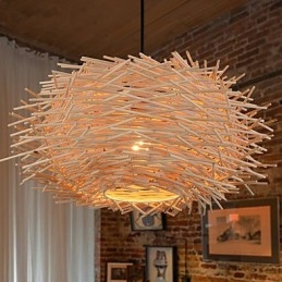 Lampadario Mini Stile Lanterna Legno Bambù