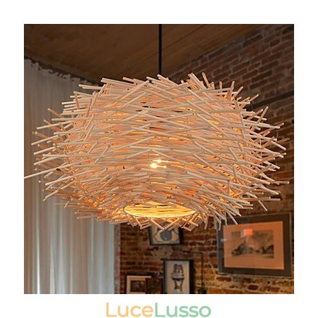 Lampadario Mini Stile Lanterna Legno Bambù Lampadario Mini Stile Lanterna Legno Bambù