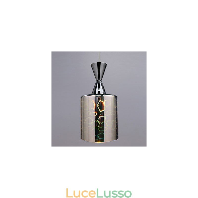 Lampada a sospensione cromata con incisione laser Dream